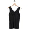 Nordstrom Rack Lace Trim Satin Tank In Black