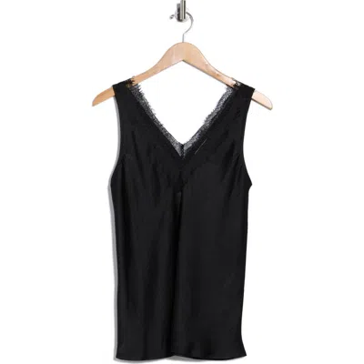Nordstrom Rack Lace Trim Satin Tank In Black