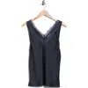Nordstrom Rack Lace Trim Satin Tank In Black