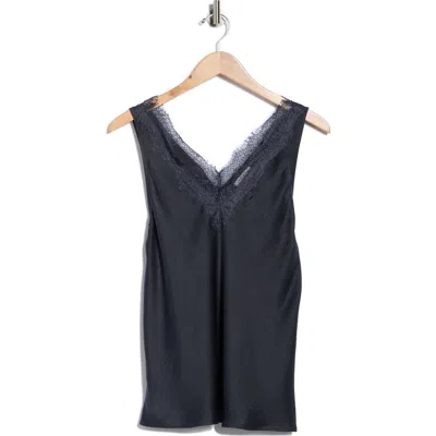 Nordstrom Rack Lace Trim Satin Tank In Black