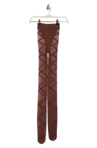 Nordstrom Rack Lace Up Illusion Tights In Brown