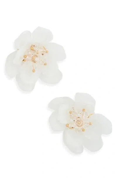Nordstrom Rack Large Frosted Resin Flower Stud Earrings In White