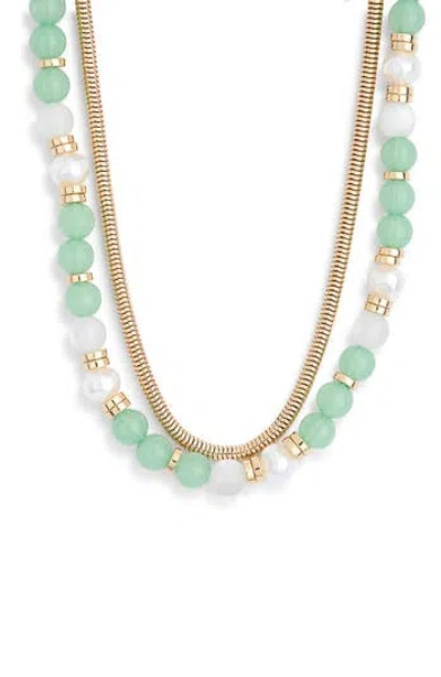 Nordstrom Rack Layered Chain & Bead Necklace In Transparent