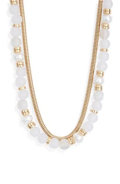 Nordstrom Rack Layered Chain & Bead Necklace In Yellow