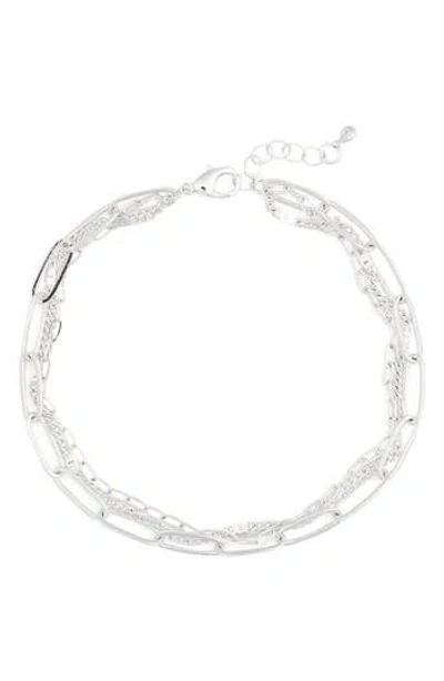 Nordstrom Rack Layered Chain Anklet In Silver