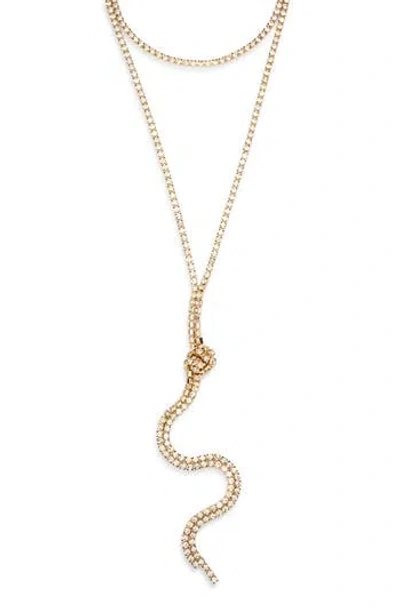 Nordstrom Rack Layered Crystal Y-drop Necklace In Gold