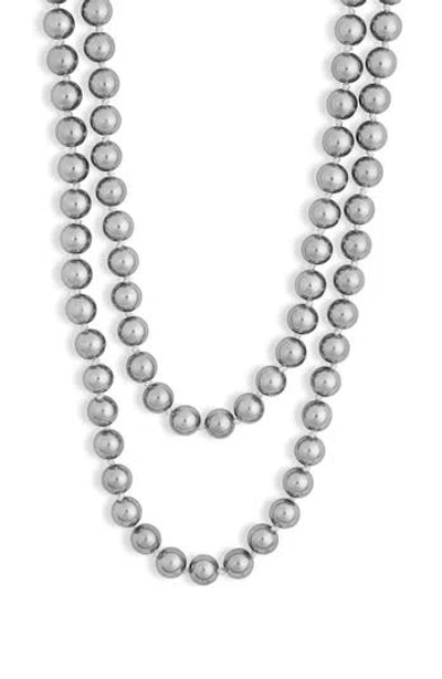 Nordstrom Rack Layered Imitation Pearl Necklace In Grey- Silver