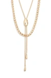 Nordstrom Rack Layered Rolo Chain & Bolo Chain Necklace In Gold