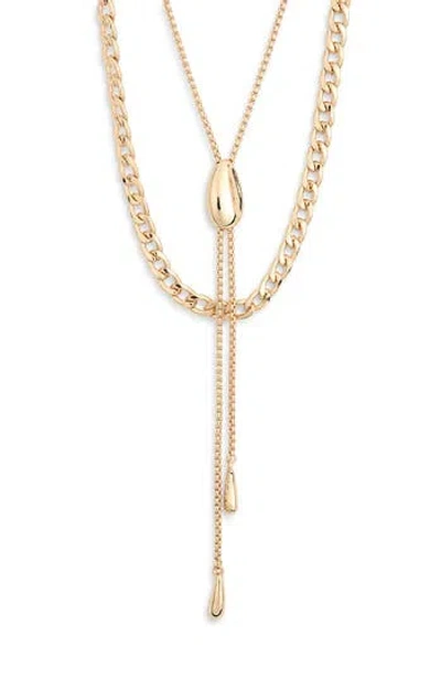 Nordstrom Rack Layered Rolo Chain & Bolo Chain Necklace In Gold