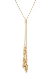 Nordstrom Rack Leaf Tassel Lariat Necklace In Gold