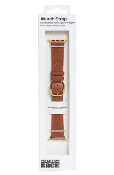 Nordstrom Rack Leather Apple Watch® Watchband In Brown