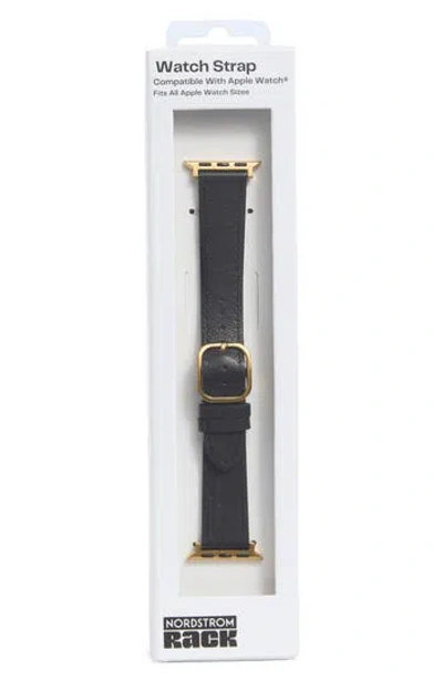 Nordstrom Rack Leather Apple Watch® Watchband In Black