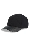 Nordstrom Rack Leather Brim Baseball Cap In Black