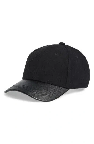 Nordstrom Rack Leather Brim Baseball Cap In Black