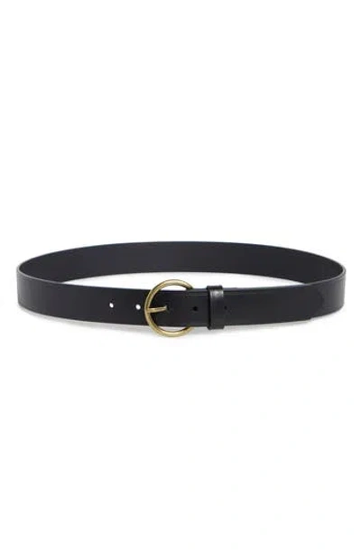 Nordstrom Rack Leather Circular Buckle Belt In Black
