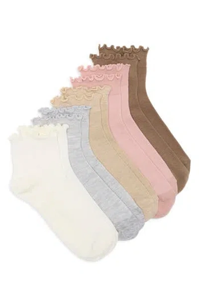 Nordstrom Rack Lettuce Edge Ribbed Qtr 5pk In Multi