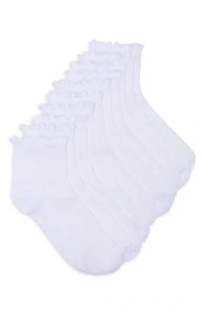 Nordstrom Rack Lettuce Edge Ribbed Qtr 5pk In White