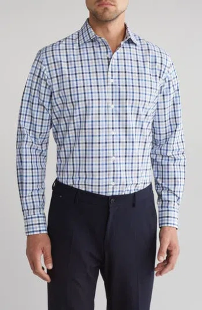 Nordstrom Rack Levering Check Traditional Fit Dress Shirt In White- Blue Levering Check