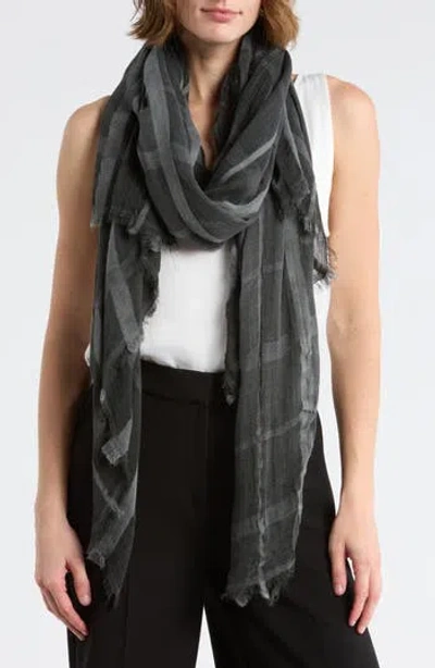 Nordstrom Rack Lightweight Windowpane Scarf In Black