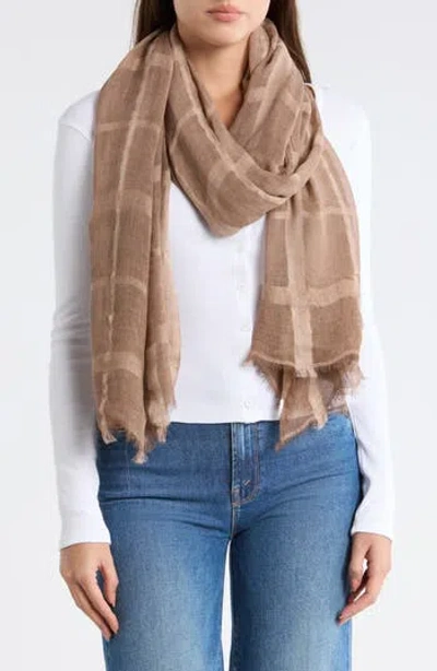 Nordstrom Rack Lightweight Windowpane Scarf In Brown