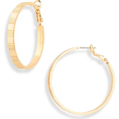 Nordstrom Rack Line Textured Hoop Earrings In Gold