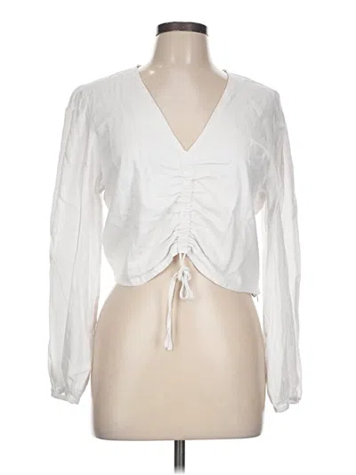 Pre-owned Nordstrom Rack Long Sleeve Blouse In White