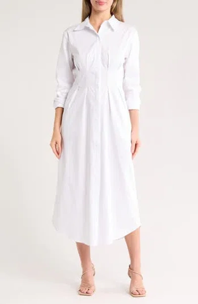 Nordstrom Rack Long Sleeve Cotton Blend Shirtdress In White