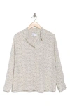 Nordstrom Rack Long Sleeve Crepe Button-up Shirt In Ivory Tofu- Black Demi Dot