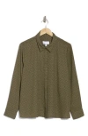 Nordstrom Rack Long Sleeve Crepe Button-up Shirt In Olive C- Black Arrow Geo