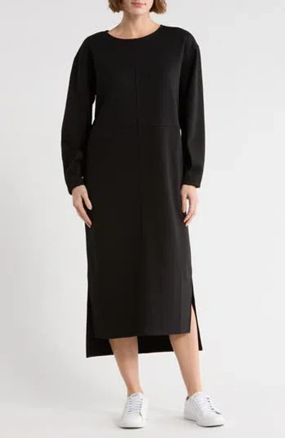 Nordstrom Rack Long Sleeve Neoprene Midi Dress In Black