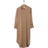 Nordstrom Rack Long Sleeve Textured Satin Shirtdress In Brown
