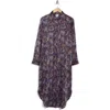 Nordstrom Rack Long Sleeve Textured Satin Shirtdress In Purple Night Brush Wash