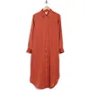 Nordstrom Rack Long Sleeve Textured Satin Shirtdress In Rust Adobe