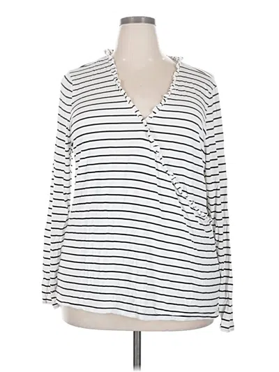 Pre-owned Nordstrom Rack Long Sleeve Top White Plunge Neckline Tops