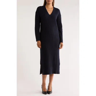 Nordstrom Rack Long Sleeve V-neck Sweater Dress In Black