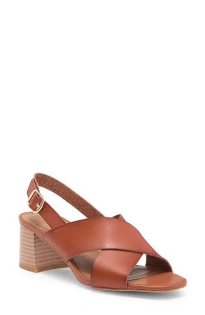 Nordstrom Rack Lyon Block Heel Slingback Sandal In Brown Raisin