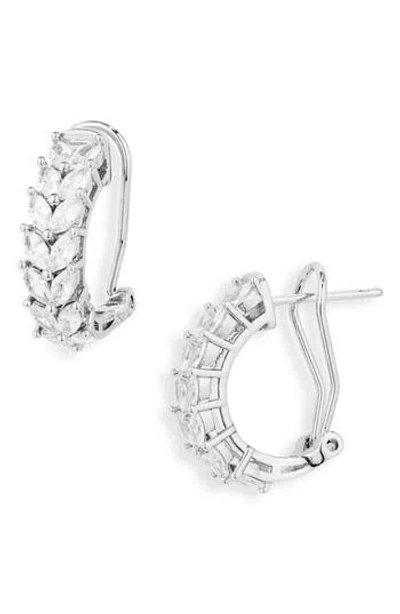 Nordstrom Rack Marquise Cubic Zirconia Half Hoop Earrings In Metallic