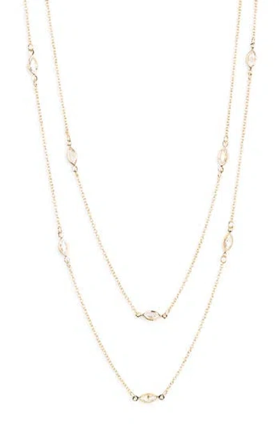 Nordstrom Rack Marquise Cubic Zirconia Station Layered Necklace In Gold