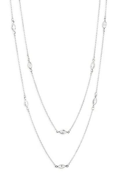 Nordstrom Rack Marquise Cubic Zirconia Station Layered Necklace In Silver
