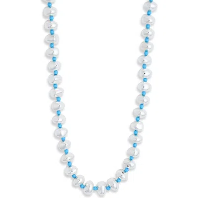 Nordstrom Rack Metallic Beaded Necklace In Blue