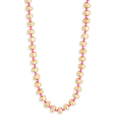 Nordstrom Rack Metallic Beaded Necklace In Gold