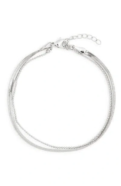 Nordstrom Rack Mixed Chain Anklet In Silver