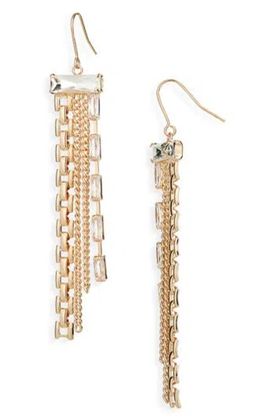 Nordstrom Rack Mixed Chain Cubic Zirconia Fringe Earrings In Gold