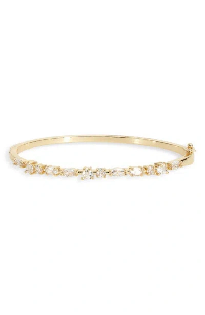 Nordstrom Rack Mixed Cubic Zirconia Hinged Bangle Bracelet In Gold