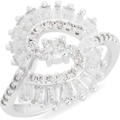 Nordstrom Rack Mixed Cubic Zirconia Statement Ring In Silver