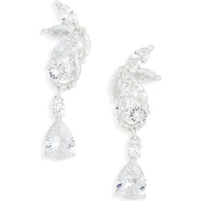 Nordstrom Rack Mixed Cut Cubic Zirconia Drop Earrings In Silver