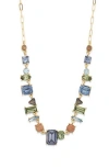 Nordstrom Rack Mixed Cz Stone Chain Necklace In Blue Multi- Gold
