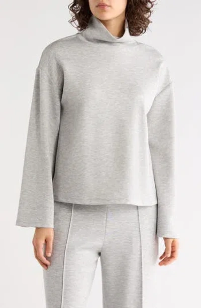 Nordstrom Rack Mock Neck Long Sleeve Scuba Knit Top In Gray