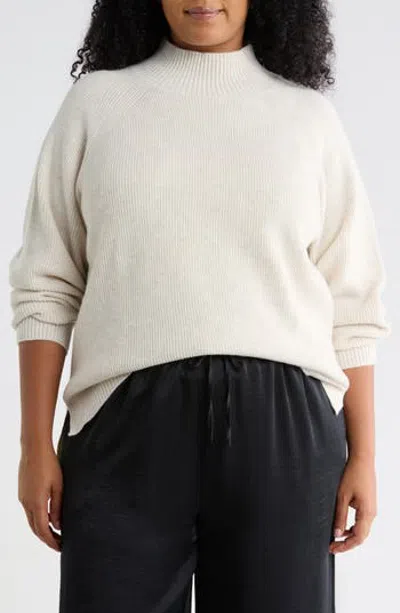 Nordstrom Rack Mock Neck Raglan Sleeve Sweater In Beige Oatmeal Light Heather