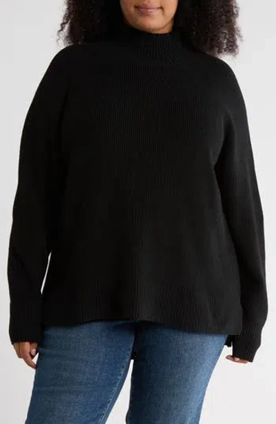 Nordstrom Rack Mock Neck Raglan Sleeve Sweater In Black